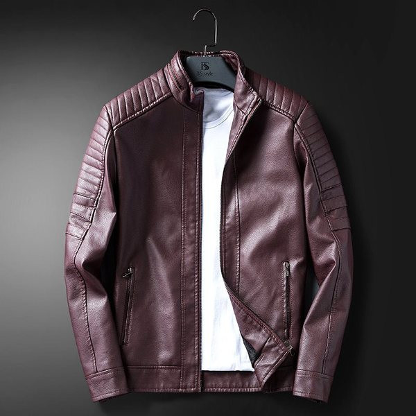 Geacă modernă de piele pentru bărbați în trei culori