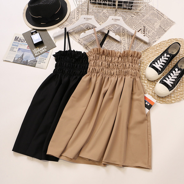 Rochie de dama cu bretele subtiri in negru si bej