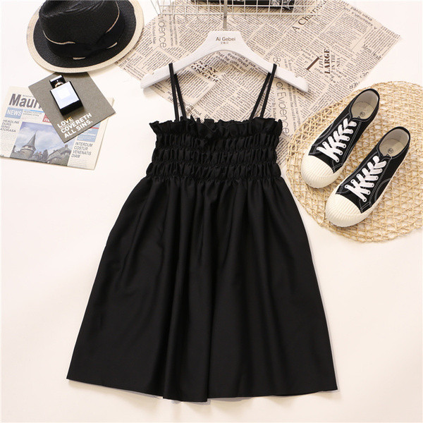 Rochie de dama cu bretele subtiri in negru si bej