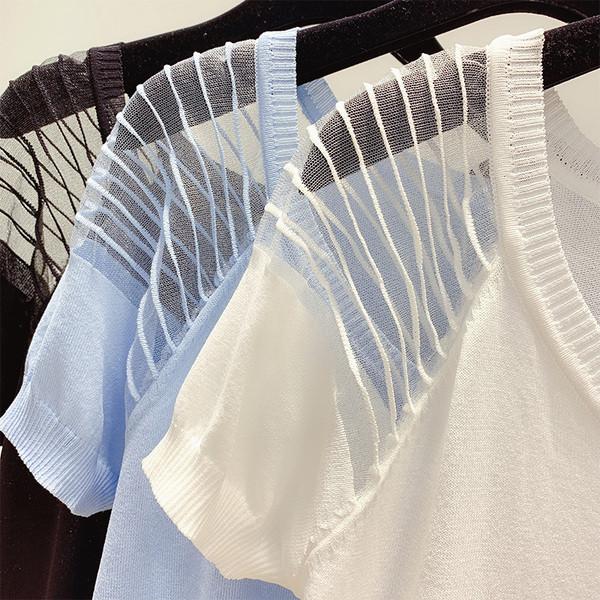 Bluză de damă cu mâneci scurte în trei culori