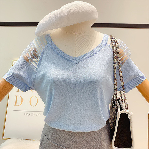 Bluză de damă cu mâneci scurte în trei culori