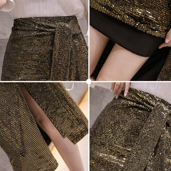 Fustă lungă de damă modernă, cu fante în două culori