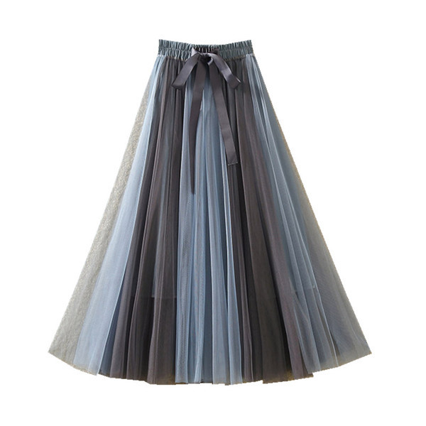 Fusta de dama actuala in patru culori cu cravate si tul