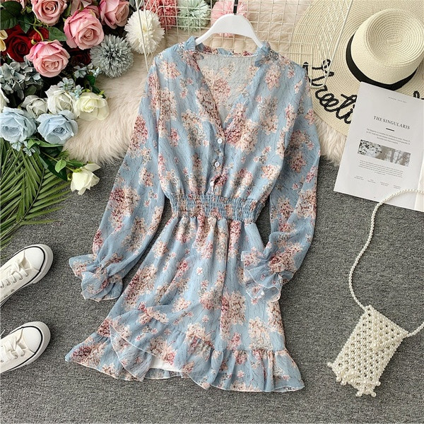 Rochie de dama cu model floral in trei culori