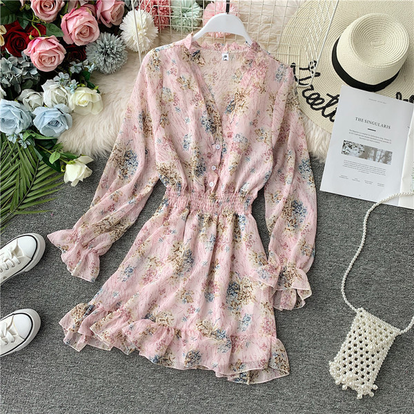 Rochie de dama cu model floral in trei culori