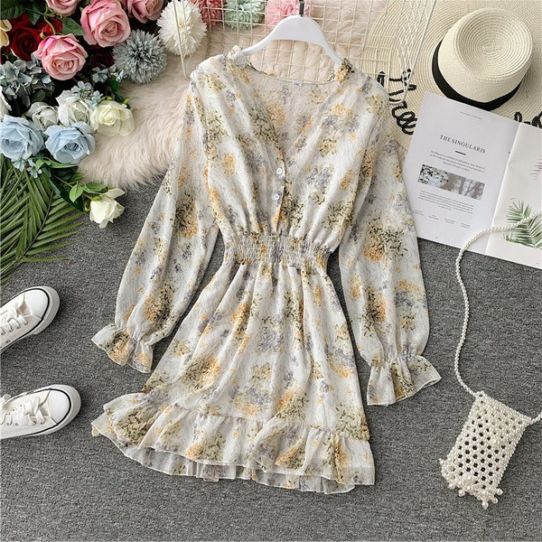 Rochie de dama cu model floral in trei culori