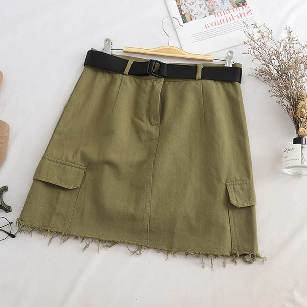 Fusta dama casual cu buzunare si curea in mai multe culori