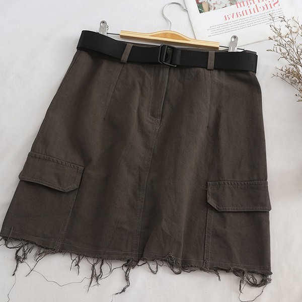 Fusta dama casual cu buzunare si curea in mai multe culori