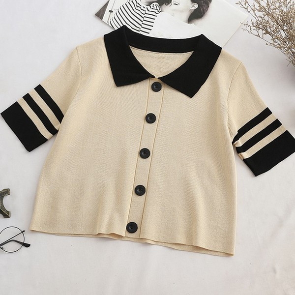 Bluza de dama model nou cu maneca scurta in negru si maro