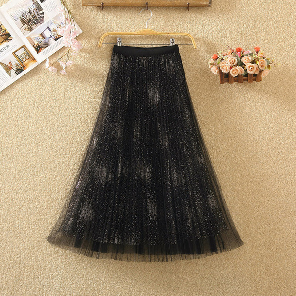 Fusta lunga de dama in patru culori cu tul