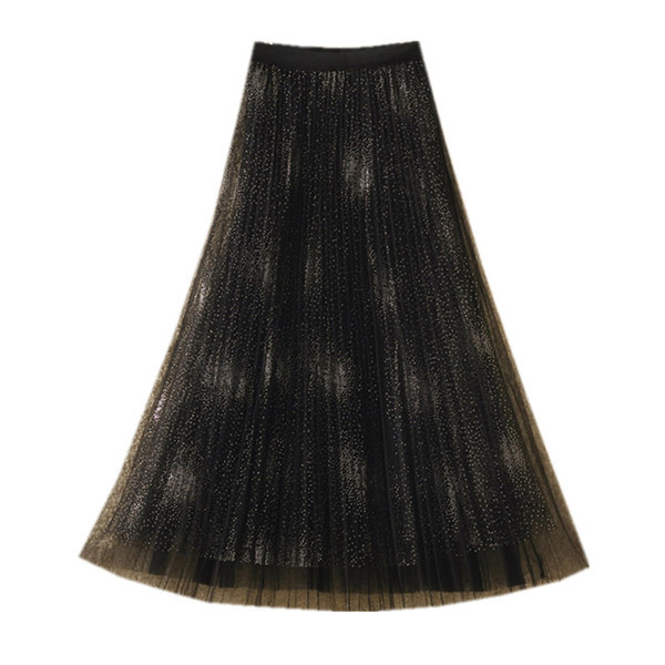 Fusta lunga de dama in patru culori cu tul