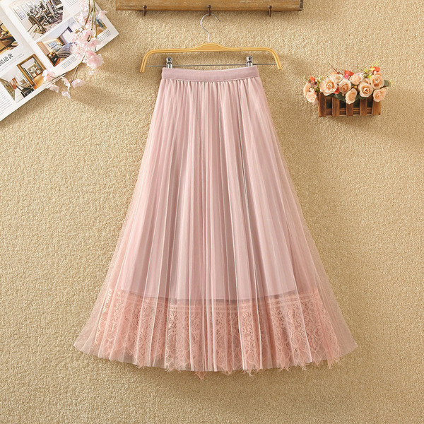 Fusta de dama moderna in patru culori cu dantela