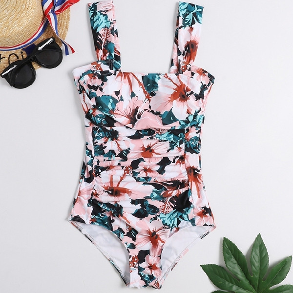 Costum de baie complet cu model floral