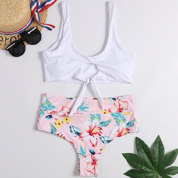 Costum de baie damă cu pantaloni cu model floral - trei culori