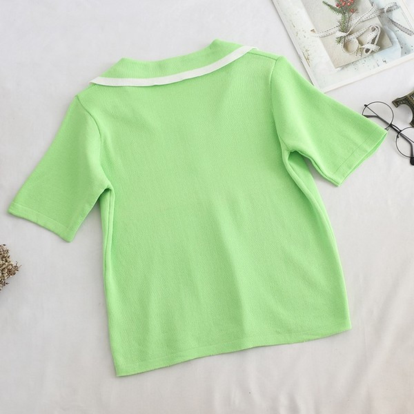 Bluză de damă modernă cu mâneci scurte și nasturi - mai multe culori