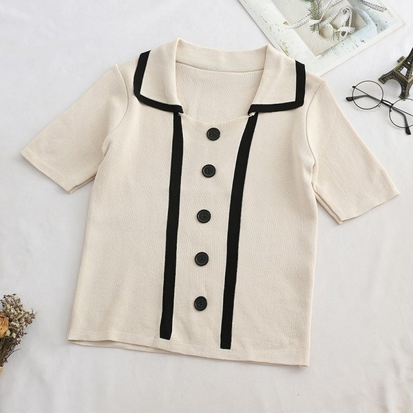 Bluză de damă modernă cu mâneci scurte și nasturi - mai multe culori