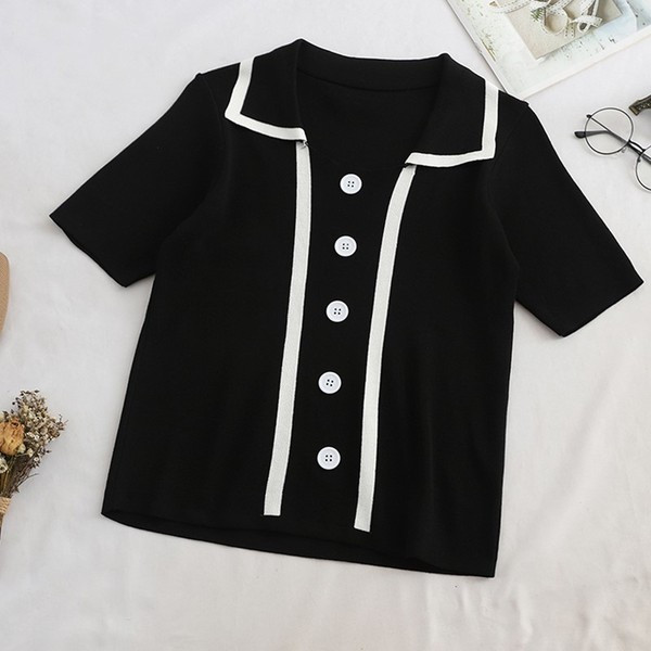 Bluză de damă modernă cu mâneci scurte și nasturi - mai multe culori