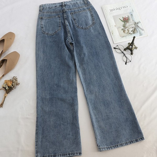 Blugi casual de dama cu crapaturi in albastru