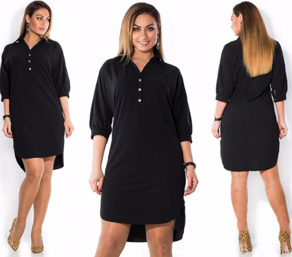 Cămașă lungă de damă modernă cu mâneci lungi și decolteu în V în mai multe culori până la 6XL