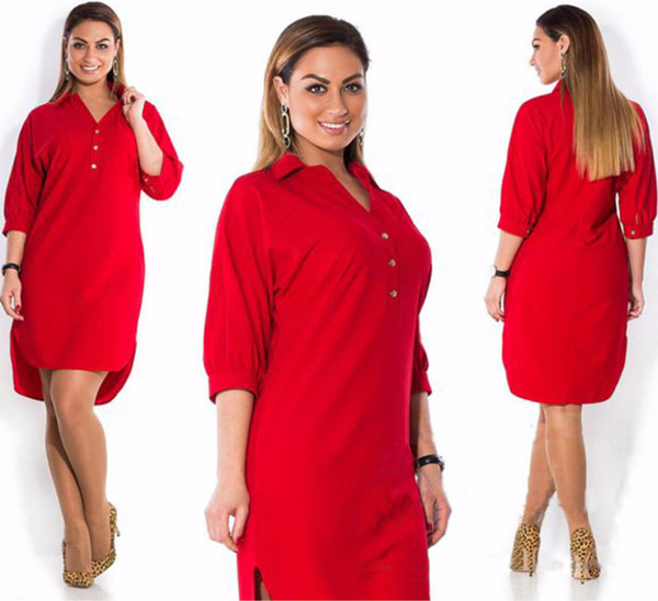 Cămașă lungă de damă modernă cu mâneci lungi și decolteu în V în mai multe culori până la 6XL