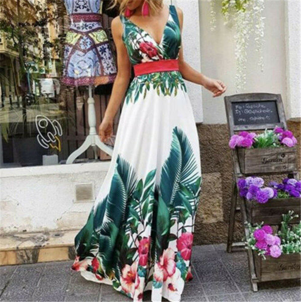 Rochie lunga de dama cu model floral