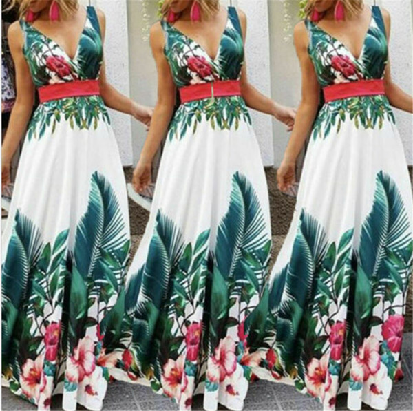 Rochie lunga de dama cu model floral