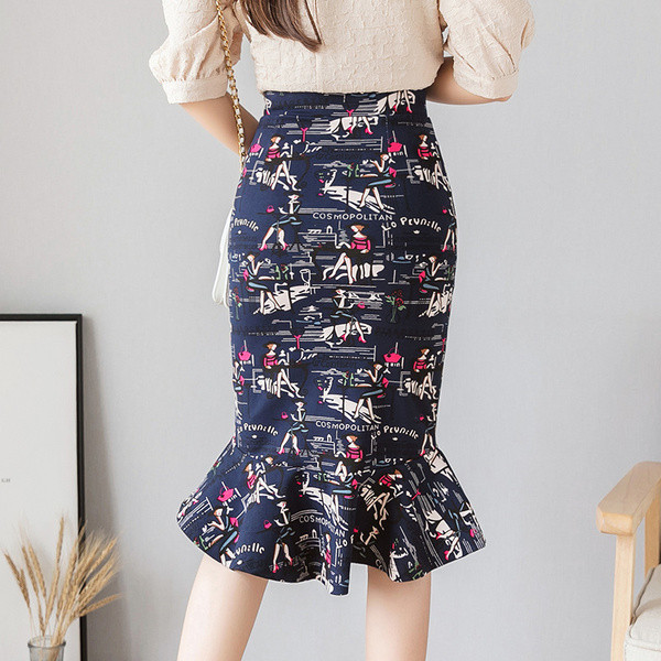 Fusta topică de damă cu inscripții cu talie înaltă