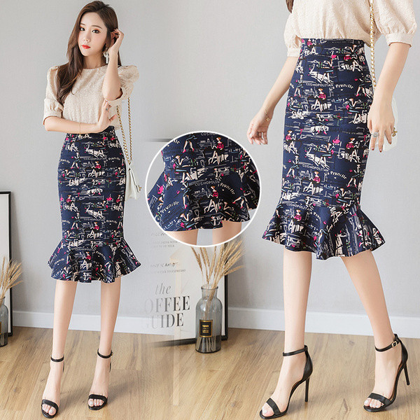 Fusta topică de damă cu inscripții cu talie înaltă