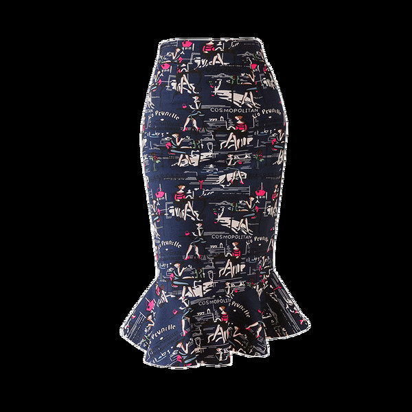 Fusta topică de damă cu inscripții cu talie înaltă