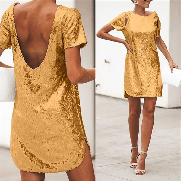 Rochie de dama cu paiete si maneca scurta in mai multe culori