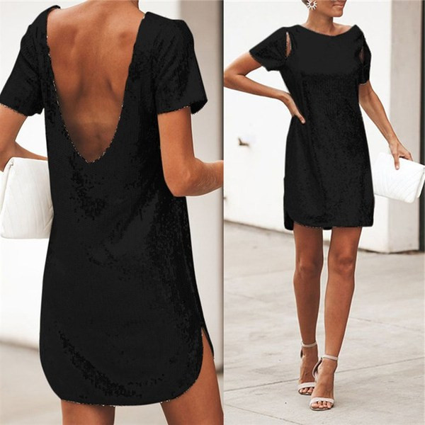 Rochie de dama cu paiete si maneca scurta in mai multe culori