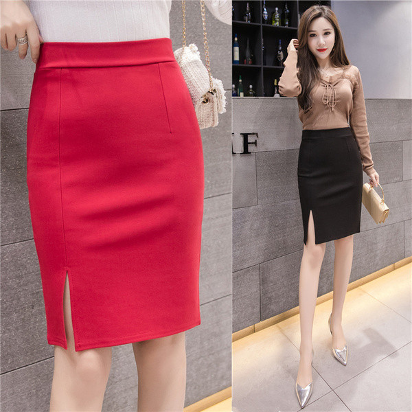 Fusta de dama actuala in trei culori cu fanta