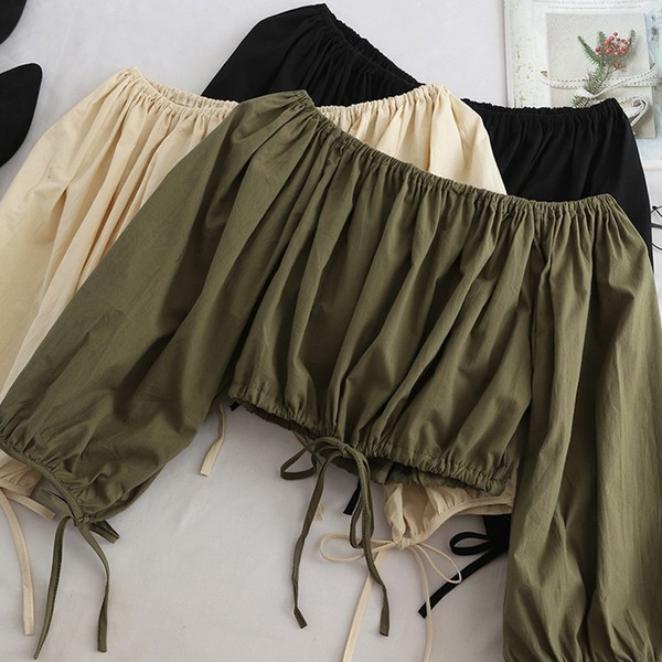 Bluză de damă modernă cu umerii goi în verde, negru și bej