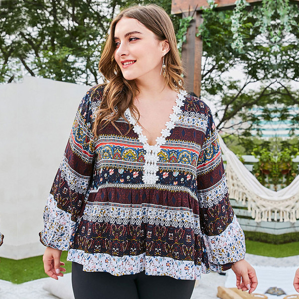 Camasa colorata dama marime mare cu dantela