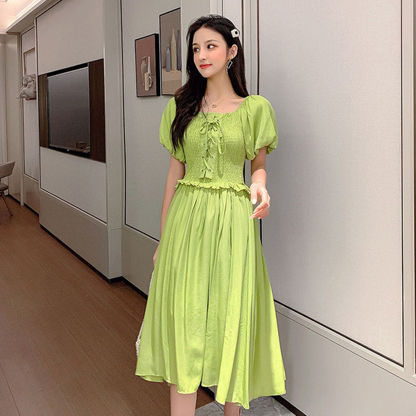 Rochie casual de dama in doua culori cu talie elastica