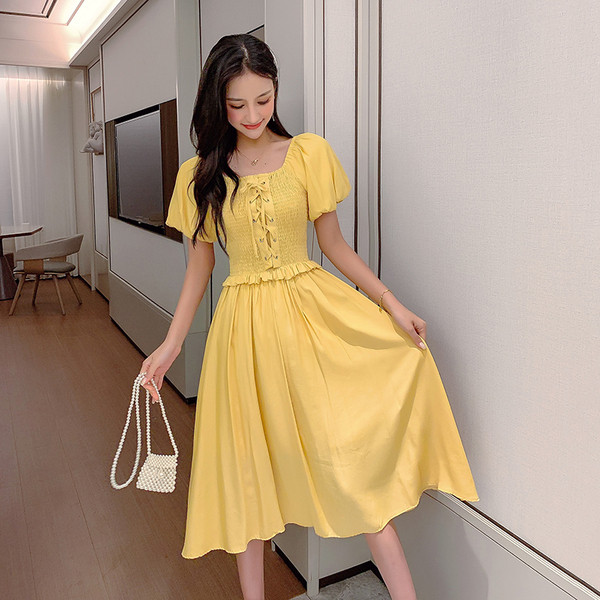 Rochie casual de dama in doua culori cu talie elastica