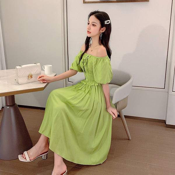 Rochie casual de dama in doua culori cu talie elastica