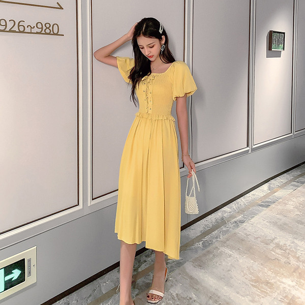 Rochie casual de dama in doua culori cu talie elastica