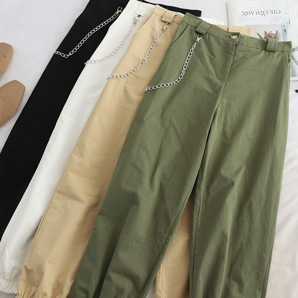 Pantaloni moderni de dama in verde, alb, negru si maro