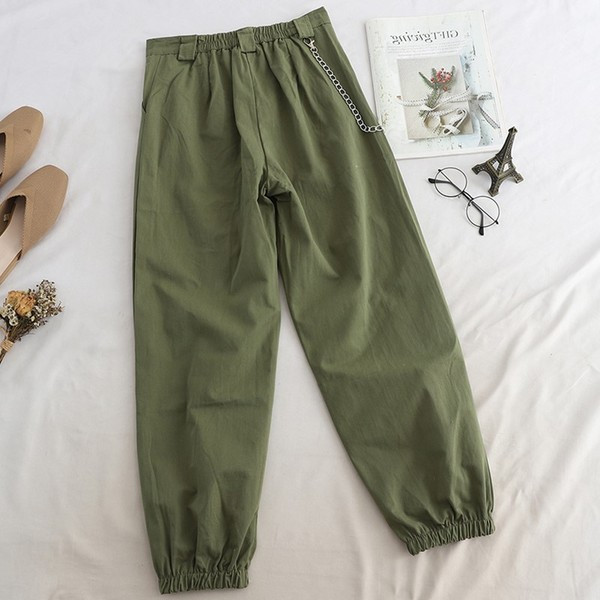 Pantaloni moderni de dama in verde, alb, negru si maro