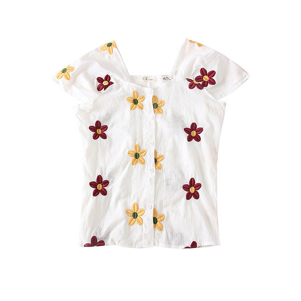 Aktuális női ing fehér színben, hímzéssel