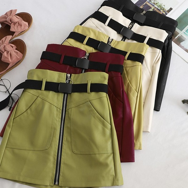 Aktuális női szoknya zsebbel és cipzárral több színben