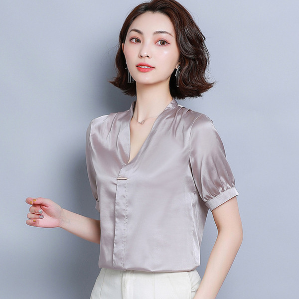 Stílusos női ing két színben V-nyakkal