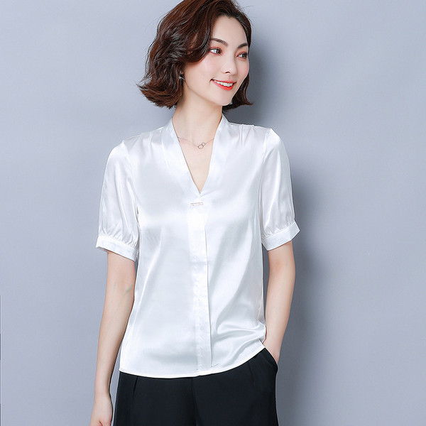 Stílusos női ing két színben V-nyakkal