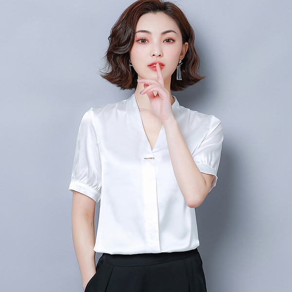 Stílusos női ing két színben V-nyakkal