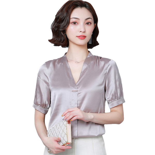 Stílusos női ing két színben V-nyakkal