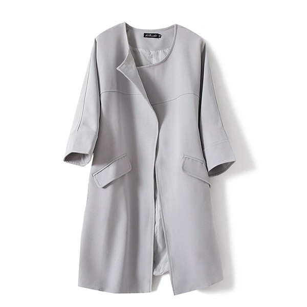 Stílusos női hosszú kabát 5XL méretig szürke színben