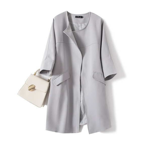 Stílusos női hosszú kabát 5XL méretig szürke színben