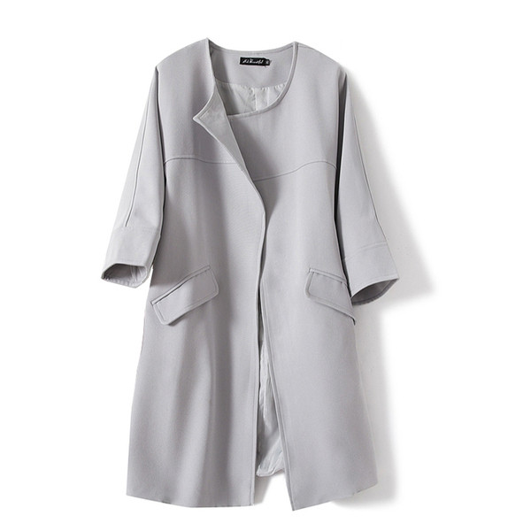 Stílusos női hosszú kabát 5XL méretig szürke színben