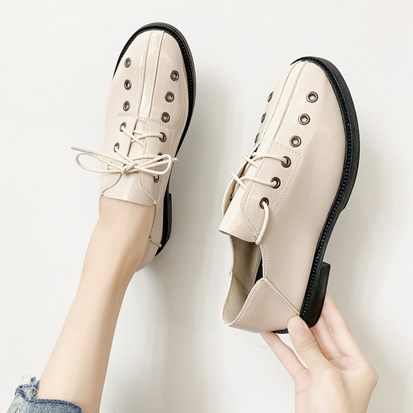 Pantofi casual dama din piele ecologica cu sireturi in doua culori